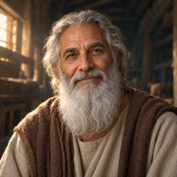 Imagined portrait of Noah, a kindly elder with a silver beard