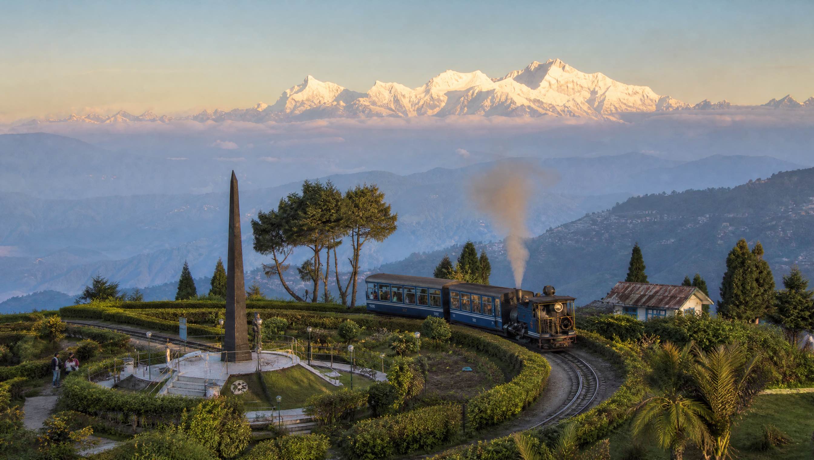Darjeeling Himalayan Railway looping through tea hills
