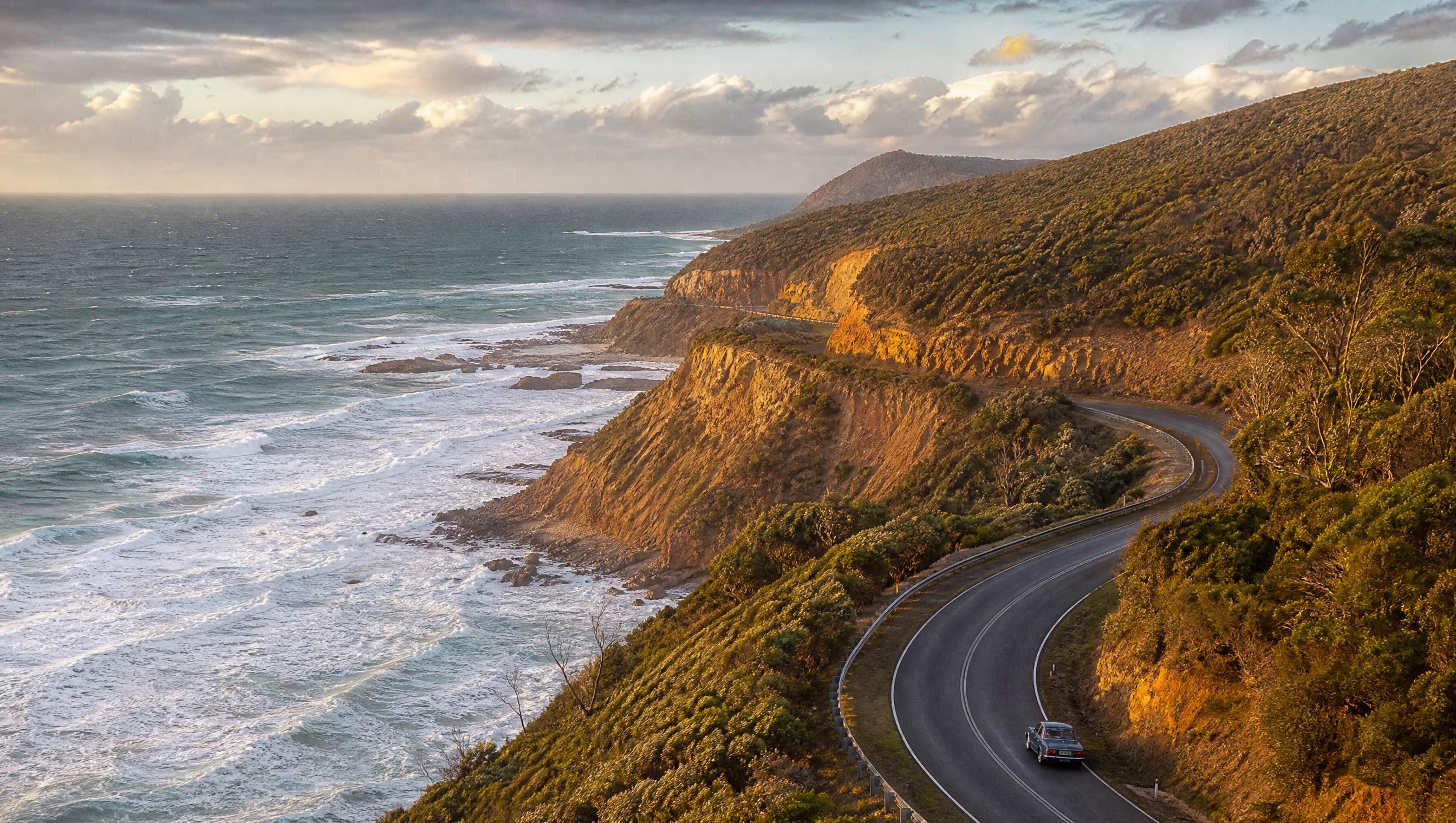 Great Ocean Road winding above Australia’s Southern Ocean