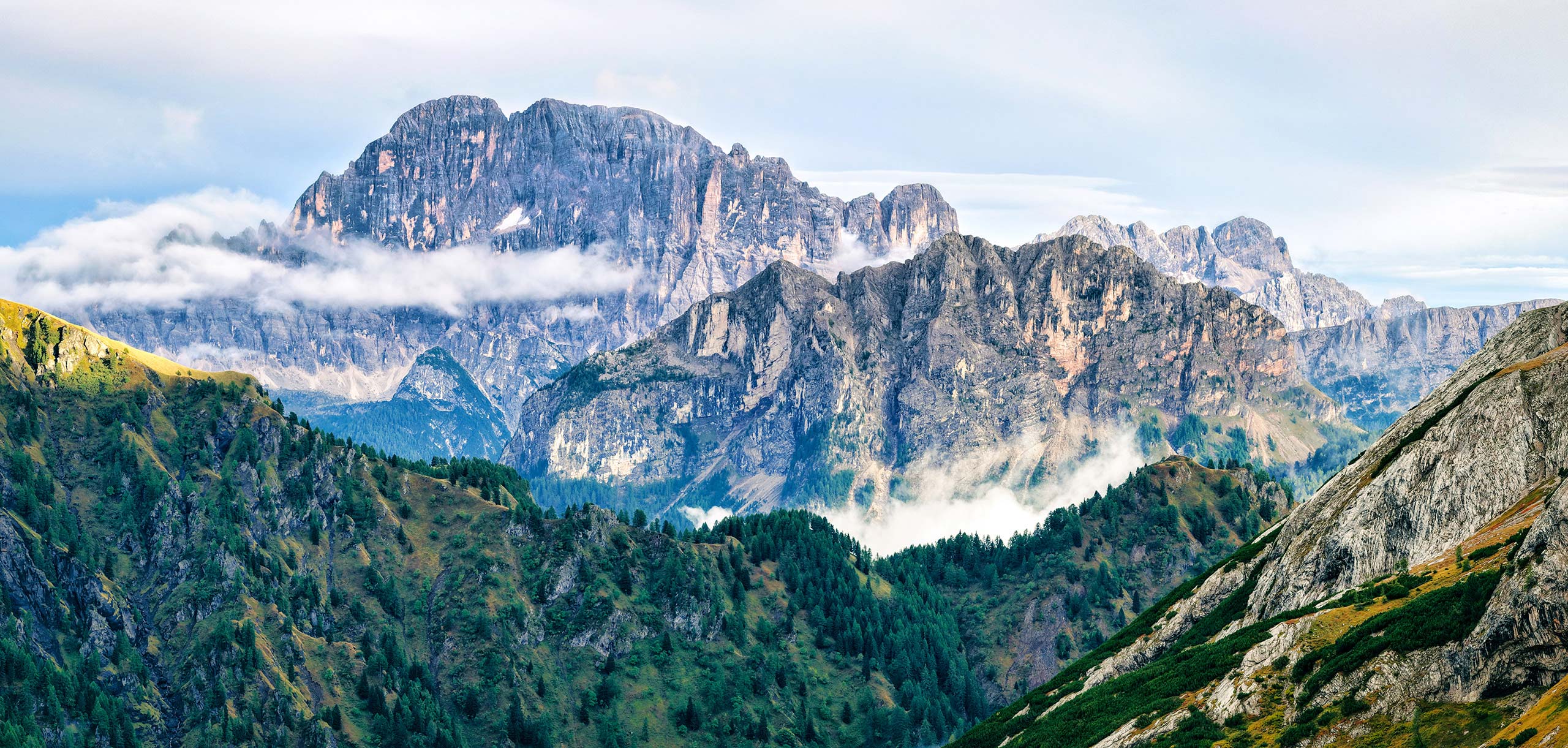 Dolomite peaks emerging from mist