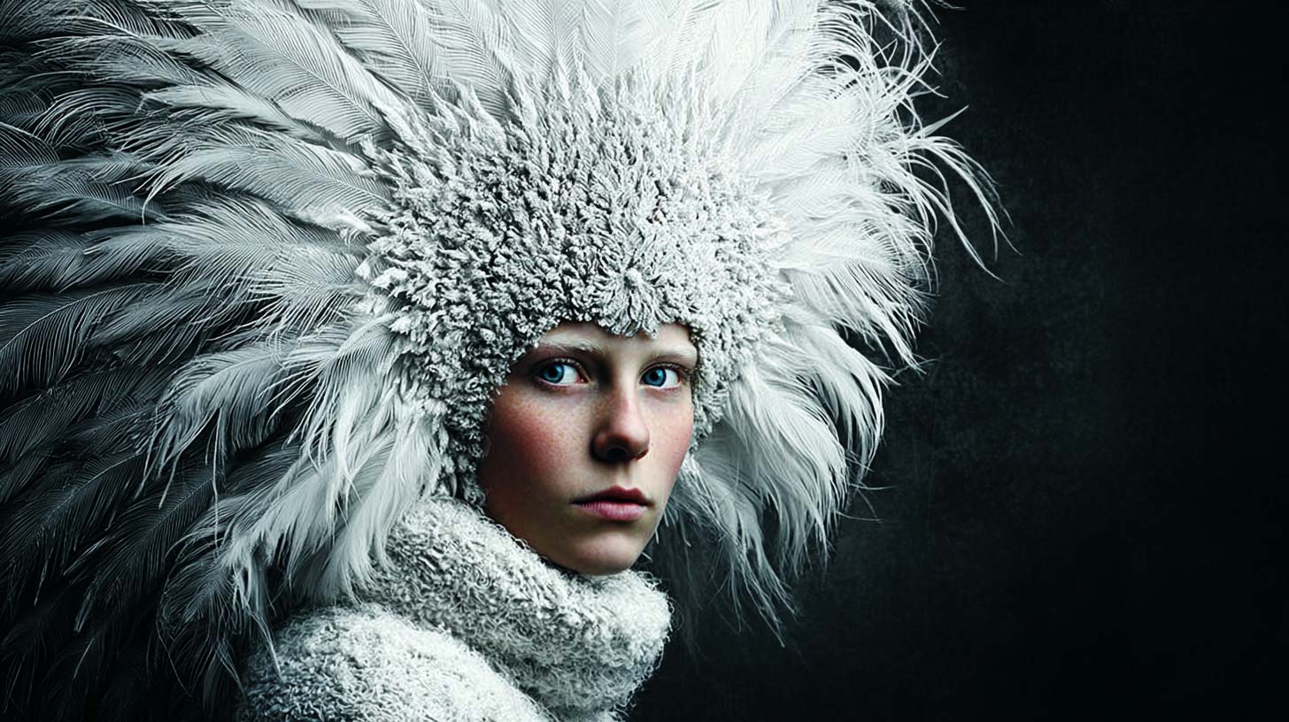 Feather and fleece headpiece